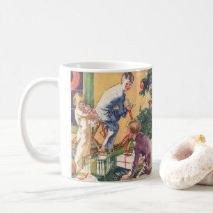 Mug Matin de Noël vintage, enfants avec des cadeaux