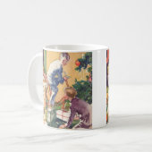 Mug Matin de Noël vintage, enfants avec des cadeaux (Devant gauche)