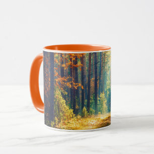Mug Matin Vive En Forêt Colorée Avec Rayons Solaires