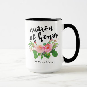 Mug Matron d'honneur Aquarelle Floral Personnalisé