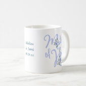 Mug Matron d'honneur Floral Letter Dusty Blue Custom (Devant droit)