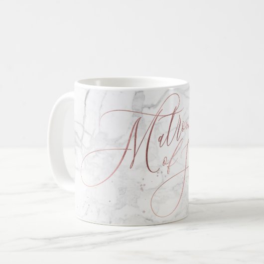 Mug Matron d'honneur/Marbre+Faux Rose Script or (Devant gauche)