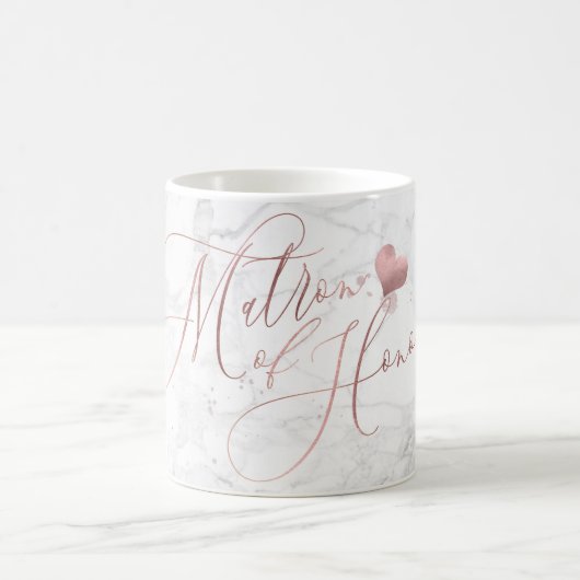 Mug Matron d'honneur/Marbre+Faux Rose Script or (Centre)