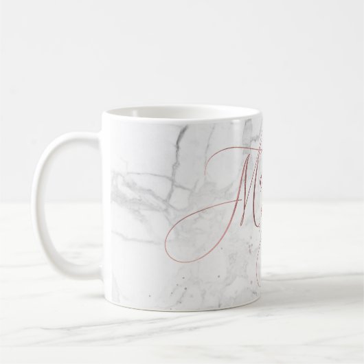 Mug Matron d'honneur/Marbre+Faux Rose Script or (Gauche)