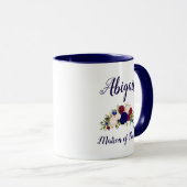 Mug Matron d'honneur Marine Blue Marsala Floral Mariag (Devant droit)