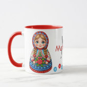 Mug Matryoshkas de charme avec touche personnalisée (Gauche)