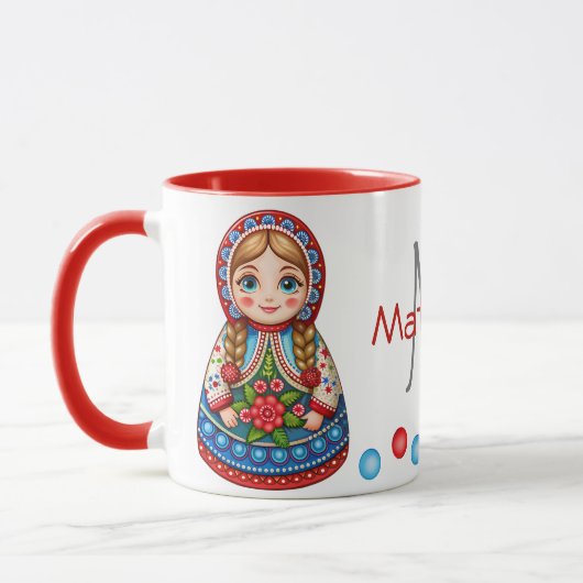 Mug Matryoshkas de charme avec touche personnalisée (Gauche)