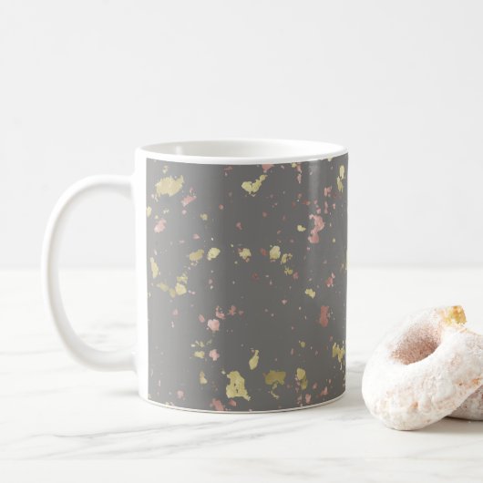 Mug Matte Gold et Rose Gold Flakes Warm Dark Grey (Avec donut)