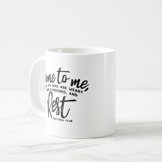 Mug Matthieu 11 Verse de la Bible (Devant gauche)