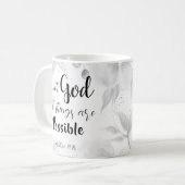 Mug Matthieu 19:26 Moderne Noir Blanc Aquarelle Floral (Devant gauche)