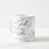 Mug Matthieu 19:26 Moderne Noir Blanc Aquarelle Floral (Devant gauche)