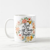 Mug Matthieu 19:26 Possible avec Dieu Écriture Florale (Gauche)