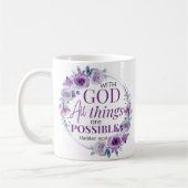 Mug Matthieu 19:26 Possible avec Dieu Floral Pourpre (Gauche)