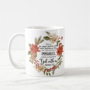 Mug Matthieu 1:23 Emmanuel Dieu avec nous Noël Floral