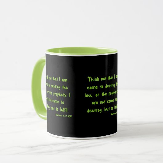 Mug Matthieu 5:17 KJV Bible Écriture à deux tons (Devant gauche)
