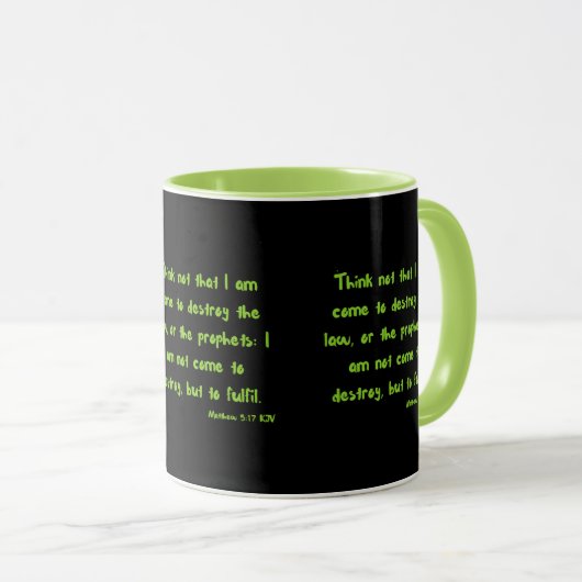 Mug Matthieu 5:17 KJV Bible Écriture à deux tons (Devant droit)