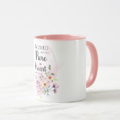Mug Matthieu 5:8 Heureux sont Pure dans la Fleur du Co (Devant droit)