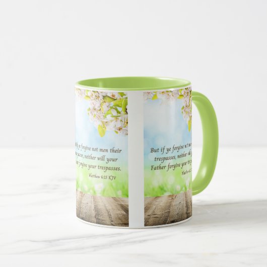 Mug Matthieu 6:15 KJV Bible Écriture Pic Deux Tons (Devant droit)