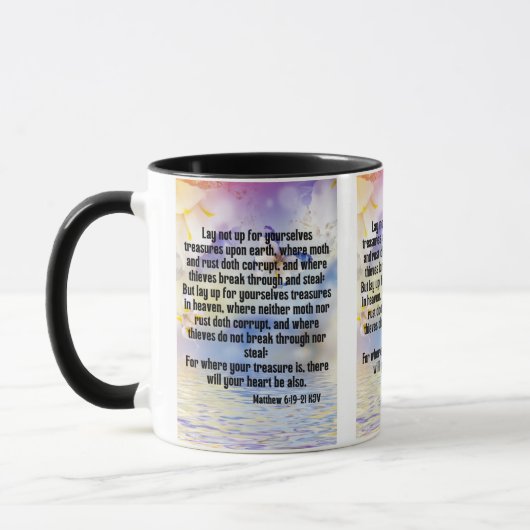 Mug Matthieu 6:19-21 KJV Bible Écriture Pic Deux Tons (Gauche)