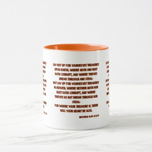 Mug Matthieu 6:19-21 KJV Bible Scripture Deux Tons (Centre)