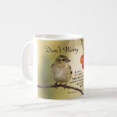 Mug Matthieu 6:26 Verse de la Bible, ne vous inquiétez (Devant gauche)