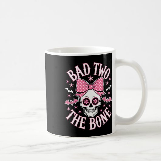 Mug Mauvais Deux Étoiles Du Crâne Os Rose Bow (Droite)