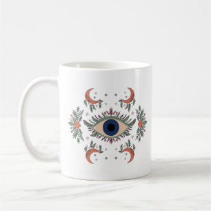 Mug Mauvais œil mystique et lune croissante céleste bl