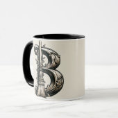 Mug Mauvaise Sorcière Balai Sorcier Lettre B Initiale (Devant gauche)