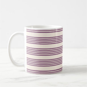 Mug Mauve violet beige cinq bandes motif