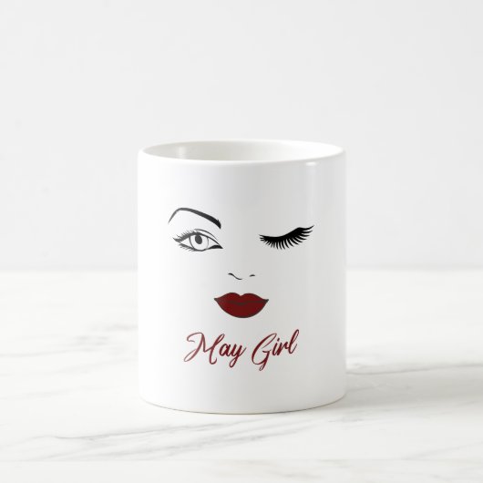 Mug May Girl Eyes mignonne Red Lips Wink Anniversaire (Centre)