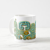 Mug Mayan Jaguar-turquoise et or (Devant gauche)
