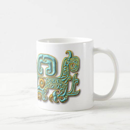 Mug Mayan Jaguar-turquoise et or (Droite)