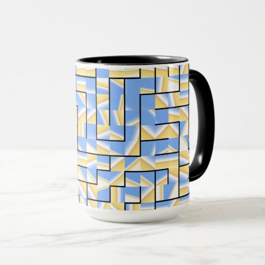 Mug Maze bleu et jaune (Devant droit)