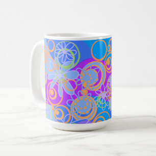 Mug Mazipoodles bulles florales Multi Blue Orange Blue