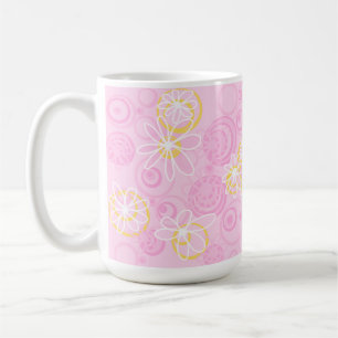 Mug Mazipoodles bulles florales - rose jaune blanc