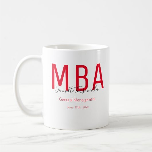 Mug MBA Red Black Date Nom Diplôme Diplôme (Gauche)