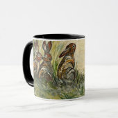 Mug Meadow Matchup Playful Hares in a Meadow Rabbits (Devant gauche)