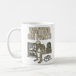 Mug Mécanicien de garage squelette en attente de pièce
