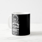 Mug Mécanique Je ne peux pas réparer les morts imbécil (Devant gauche)