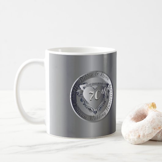 Mug Médaille du 2e anniversaire du 70e Mariage (Avec donut)