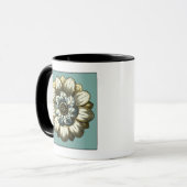 Mug Médaillon floral orné sur Arrière - plan bleu clai (Devant gauche)