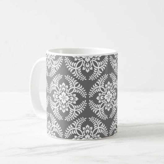 Mug Médaillon japonais Motif, gris / gris et blanc (Devant gauche)