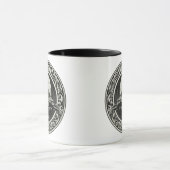 Mug Médaillon Raven Cartographie Art Oiseau Nature (Centre)