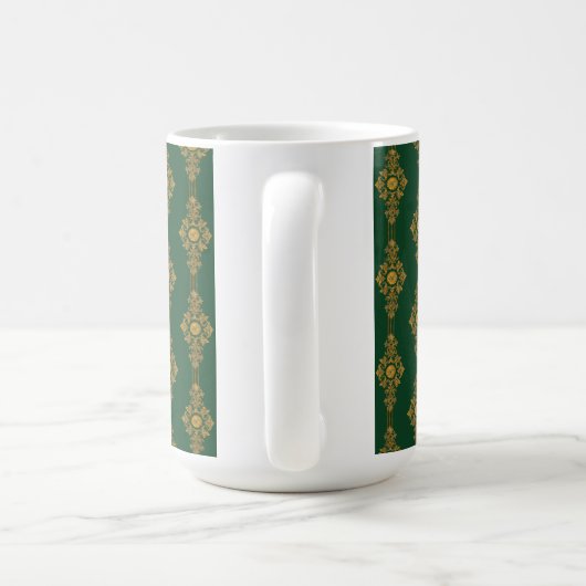 Mug Médaillon vert forêt doré festif (Poignée)