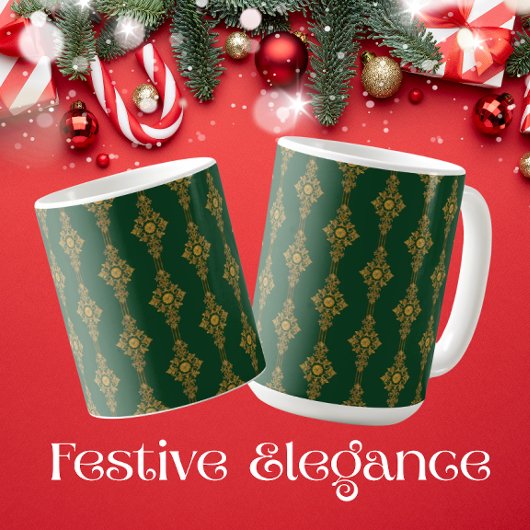 Mug Médaillon vert forêt doré festif 