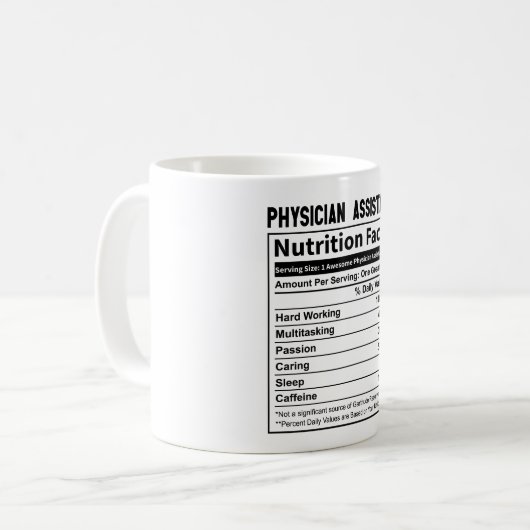 Mug Médecin adjoint Faits nutritionnels (Devant gauche)