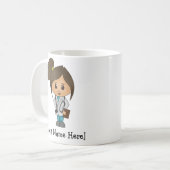Mug Médecin mignon personnalisé, femelle de brune (Devant gauche)