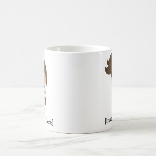 Mug Médecin mignon personnalisé, femelle de brune (Centre)