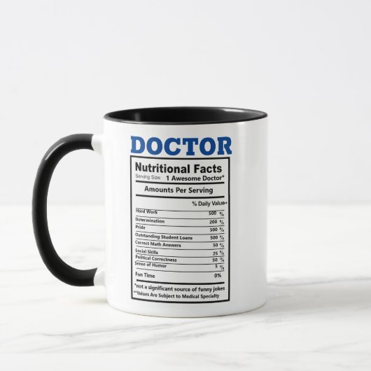 Mug Médecin plaisanteries Nutritionnel Faits Médicales (Gauche)