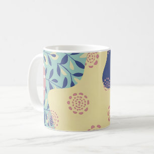 Mug Média mixte bleu et jaune géométrique